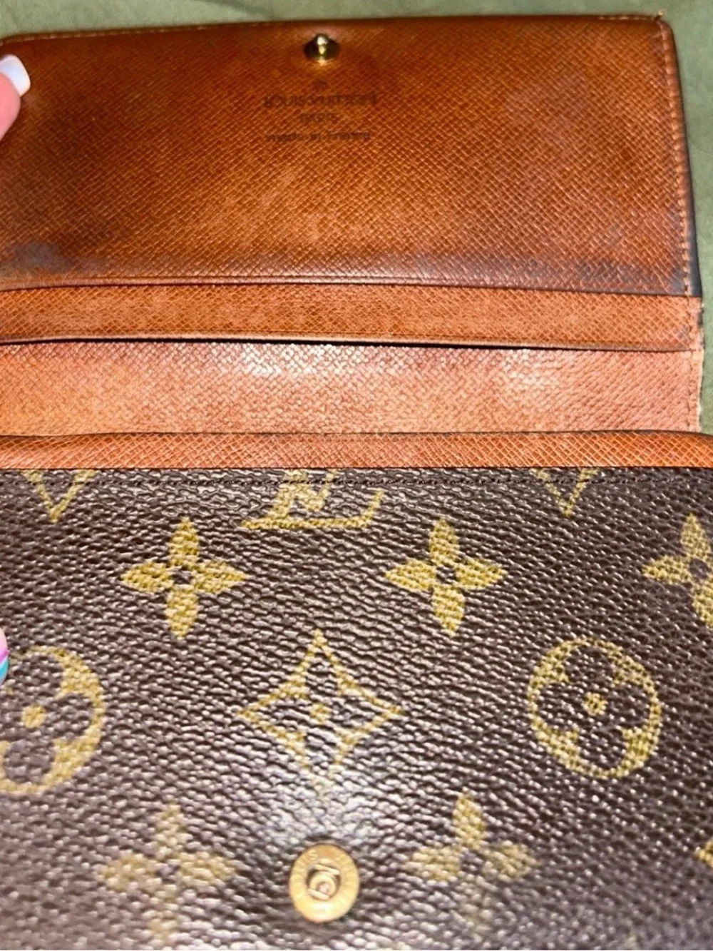 Louis Vuitton Brown Monogram Wallet with Gold Snap